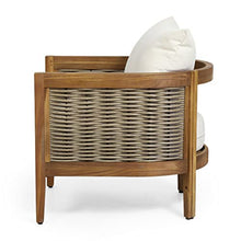 Merax Outdoor Acacia Wood Wicker Club Chair Set of 2 with Cushion Beige