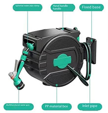 Hose Reel, Wall Mounted Automatic Retractable Telescoping Hose, 180° Rotating Bracket, Storage Hose Cart, Ideal for Garden Watering (17m)