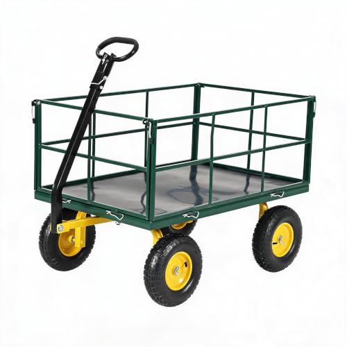 Litake 1500 lbs Heavy Duty Steel Garden Wagon Cart with 180° Swivel Handle