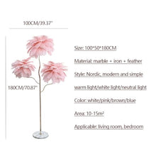 Dalumian Natural Feather Floor Lamp, Modern LED Dimmable Real Feather Standing Lamp, for Living Room Floor Lamp Bedroom and Office, G4 Bulbs, 39.37"*19.69"*70.87 "(Blue)