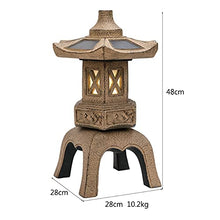 RAN 18.9in Tall Stone Pagoda Outdoor Statue, Waterproof Zen Japanese Lantern Garden Sculpture Solar Powered LED Light Outdoor Decor