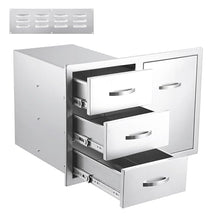 Outdoor Kitchen Door Drawer Combo, Enclosed Built-in Drawer, BBQ Access Door Drawers Stainless Steel Cabinet, Perfect for BBQ Island Patio Grill Station and Outdoor Kitchen (33''W x 22''H x 22''D)
