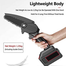 JIQHOHX Mini Chainsaw, Rechargeable Wood Cutting Lithium Chainsaw, Portable Electric 24 V 4 Inch Mini Chain Saw, Handheld Cordless Chainsaw with 2 Battery and Charger (Black)