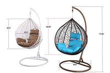 Island Gale® Twin(Pair of 2) Hanging Basket Chair Outdoor Front Porch Furniture with Stand and Cushion (Beige)