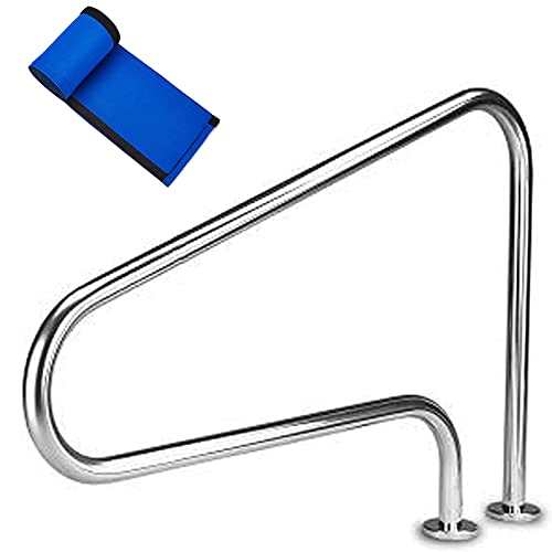 BSNANCA Pool Handrail Swimming Pool Handrails, 304 Stainless Steel Spa Handrail, Pool Stair Rail Humanized Blue Grip Cover Pool Railings for Garden Backyard Pools ()