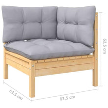 HKQWPBF 4 Piece Patio Lounge Set with Gray Cushions Solid Pinewood