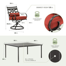 Hanover Montclair 7-Piece Outdoor Dining Set with 6 Swivel Rockers Chili Red
