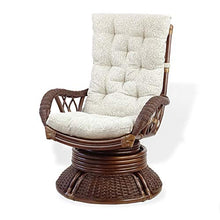 Alexa Swivel Rocking Armchair Dark Walnut Color Natural Rattan Wicker Handmade Design with Cushion