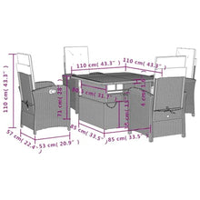 YNGBHFNOP 5-Piece Outdoor Patio Dining Set with Lift-Up Table & Reclining Chairs, 4-Seater Garden Furniture Set in Black, Durable PE Rattan for Backyard, Balcony