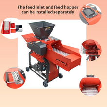 THUXEON 6-Blade Grass Cutting and Silk Kneading Machine, 220V Hay Cutter Kneader Grinder with Conveyor, Automatic Feed, 2.2KW Crushing Corn Peanuts Straw Wheat, 500-1000kg/h