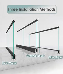 1pc Durable Aluminum Glass Railing Spigot Clamp for Indoor/Outdoor Use - Commercial Glass Pool Fence Brackets(Black,L 8M/315 Inch)