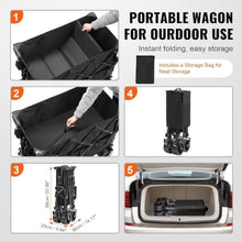 Foldable Double Decker Wagon, 400l Collapsible Wagon Cart with All-Terrain Wheels, Heavy Duty Folding Wagons Cart 350 Lbs Weight Capacity for Camping,Shopping,Garden,52" Extra Long Extender