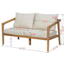 Christopher Knight Home Westin Acacia Wood Patio Loveseat Sofa with Cushion, Outdoor 2-Seater Sofa with Removable Cushions, Patio Furniture Sofa for 2, Teak+Beige