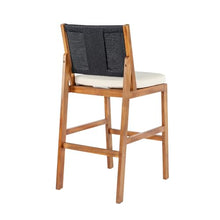 callmego Outdoor Bar Stool with Solid Acacia Wood Frame and Woven Wicker Seat for Patio Dining and Backyard Entertaining