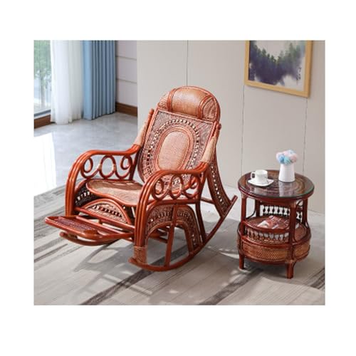Large Outdoor Rattan Lounge Armchair, Retractable Foot Pedals, Suitable for Outdoor Garden Balconies, with Coffee Table(Red,160 * 100 * 68cm)