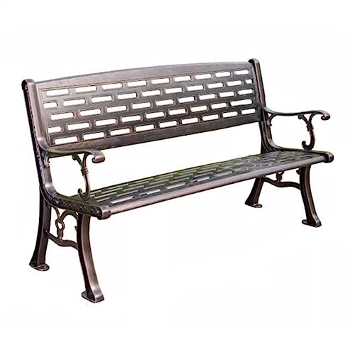 GVBNOTT Porch Chairs Garden Bench Outdoor Patio Bench, 3-Person Durable Outside Garden Park Bench, Vintage Copper Cast Aluminum Outdoor Seats for Garden, Courtyard, Backyard Outdoor Bench