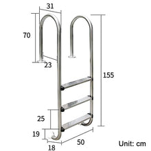 Swimming Pool Ladder, Thickened Stainless Steel 2/3 Step Pool Ladder, Non-Slip Pool Pedals Entry and Exit System, 3 Thickness (Silver b)