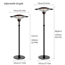Outdoor Patio Heaters, Electric Portable Standing Heater with Base, Adjustable Height, 3-speed Adjustment, IP44 Waterproof, for Balcony Courtyard Gazebo Garage