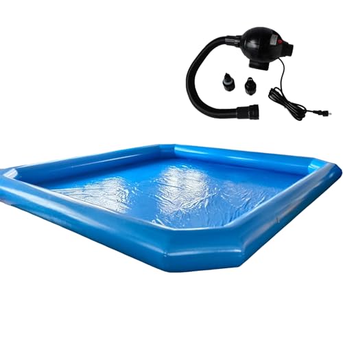 TECHTONGDA Large Inflatable Swimming Pool with 110V Blower, 32.8 x 32.8X 2 ft Thickened Outdoor Swimming Pool for Summer Water Party Amusement Park