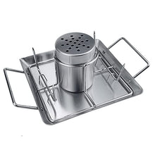 AFPSDLFJDLS Steel Beer Can Chicken Turkey Roaster Oven Rotisserie BBQ Grill Stand Holder Tray Vertical Poultry Rack Party