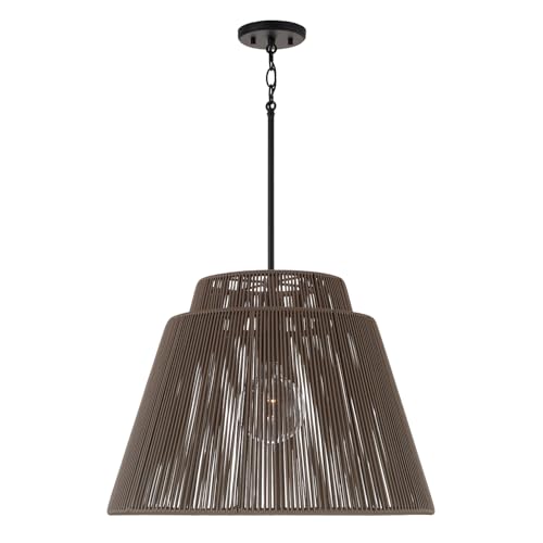 Capital Lighting 956311UK Jasper Indoor/Outdoor Hand-Wrapped Resin Pendant, 1-Light 100 Watt, 17" H x 23" W, Umber and Black