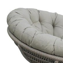 Benzara 43 Inch Outdoor Lounge Chair Acacia Wood Rope Frame Gray Beige Brown