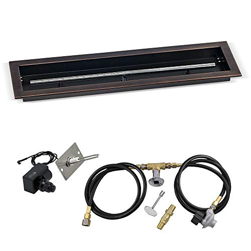 30"x 6" Linear Channel Oil Rubbed Bronze Drop-in Pan with Spark Ignition Kit - Propane