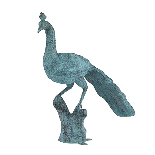 Design Toscano Pleasant Peacock Cast Bronze Garden Statue Verdigris