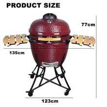 TT-YEL Ceramic Charcoal Grill, Camping Grill with Thermometer, Lid, Spinner Wheels, Portable Grill, Barbecue and Smoker, Large Balcony Grill, Fuchsia