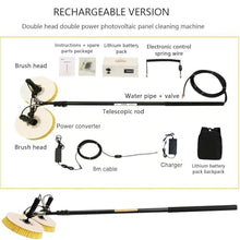 Solar Panel Cleaning Tool, Photovoltaic Panel Cleaning Tool, Double Head Automatic Solar Panel Cleaning Brush and Pole Kit, Window Cleaner Special Roof Water Brush (Mains+lithiumbatteryversion 5.5m)