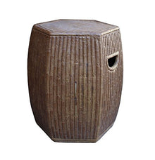 Orientliving Chinese Hexagon Bamboo Theme Garden Stool Brown