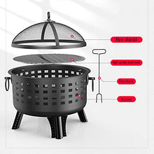 SLGGPJBU Backyard Patio Garden Fireplace Fire Pit Outdoor Garden Fire Pit Concrete Round and Wood Burning Fire Pit 2 in 1 Fireplace for Bonfire Barbecue in The Wild for