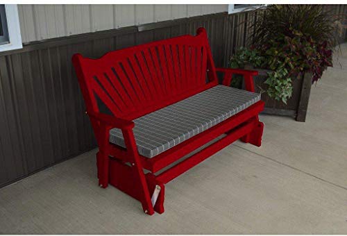 A & L Furniture Co. Yellow Pine 6' Fanback Glider Al Tractor Red