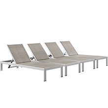Modway Shore Aluminum Wicker Rattan Outdoor Patio Chaise Lounge Chairs Silver Gray