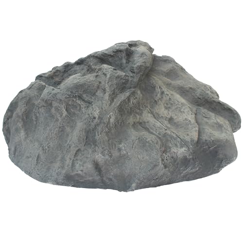 Artificial Rock Cover – Weather-Resistant Fiberglass Garden Landscape Utility Concealer Slate Gray Finish for Pumps, & Irrigation Systems, Jumpy