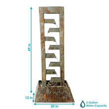 Sunnydaze 49-Inch Stacked Slate Outdoor Water Fountain Large Freestanding Waterfall Light Brown