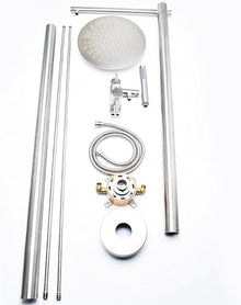 MKLFBY Standing Outdoor Shower Portable Garden Shower W/Adjustable Shower Head & Valve Controls, Vertical Stainless Steel Poolside Shower Fixture System