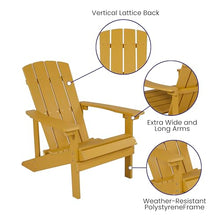 Flash Furniture Charlestown Poly Resin Adirondack Chair - Yellow - All Weather - Indoor/Outdoor - Set of 4