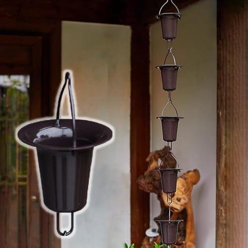 YUSIWOAL Japanese Cup Rain Chain, Aluminum Alloy Downspout Alternative, 5 Cups Per Meter, Adjustable Length for Garden Yard Patio, Rust-Resistant Metal Water Feature Decor(3.6 m (11.8ft))
