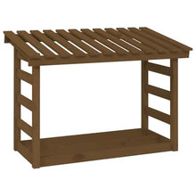 EliteBloom Firewood Rack Honey Brown 108X64.5X78 Cm Solid Wood Pine, Firewood Log Rack, Firewood Storage Rack Shelf, Ventilation Metal Log Store Holder for Outdoor Or Indoor Wood St