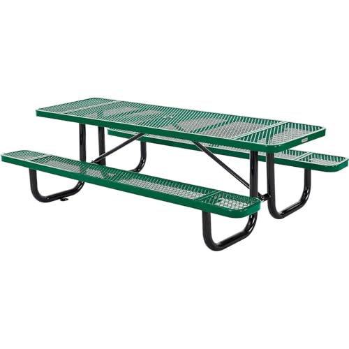 Global Industrial 8’L Rectangular Picnic Table, Expanded Metal, Green