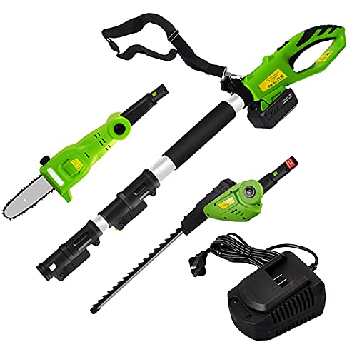 CHENGNAN Electric Cordless Pole Saw Telescoping 20V Lithium Battery 8 Inches Chain Outdoor Cutting Tree Trimming Tool Charger Attachment