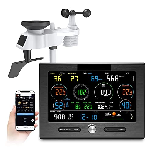 JDXQBLD Weather Station, 0371 Weather Station Outdoor Sensor Weather Forecast Base Detector Indoor AQI PM2.5 PM10 Co2 Monitor