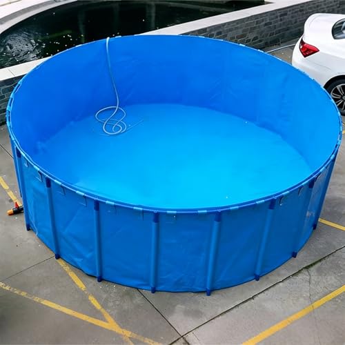 LZMZMQ Relax Family Pool with Drain Valve, Above Ground Paddling Pool for Fish Shrimp Duck Farming, PVC Canvas Cistern (Belt Frame)(7X1.5M/58000L/15500GAL)