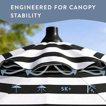 California Umbrella 12-Year Protection 7.5-Ft Outdoor Patio Umbrella, Sunbrella Fade-Resistant Fabric, Auto-Tilt, Heavy Duty Aluminum Frame, 8 Reinforced Ribs for Pool or Deck, Black Pole, Cabana Classic