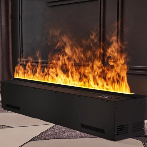 Decorative Electric Water Vapor Fireplace with Water Vapor Humidifier and 3D Atomized Flame, 3mm Ultra-Thin Panel, No Heater,Great Decoration for Home, Office, and Hotel,800mm
