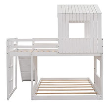 Harper & Bright Designs Twin Over Full House Bunk Bed with Slide and Roof White