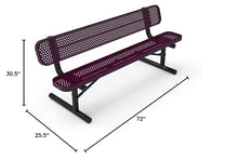 COATEDOUTDOORFURNITURE Bench, Purple, Punched, 6Ft, with Back, Portable