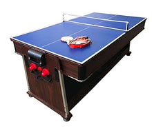 SIMBASHOPPING USA 7FT Multigame Pool Table with Air Hockey, Table Tennis, & Table Top Blue/Brown