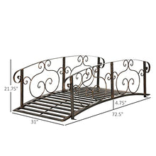 6' Metal Arch Garden Bridge with Safety Siderails, Arc Footbridge for Backyard Creeks, Streams, Ponds, Bronze